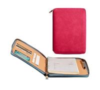 Porte Document A5 Portfolio En PU Conference Folder Avec Fermeture Éclair Durable Portefeuille Dossier Avec Blocnotes Pour Femmes Et Hommes Réunion Bureau(Pink)