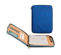 Porte Document A5 Portfolio En PU Conference Folder Avec Fermeture Éclair Durable Portefeuille Dossier Avec Blocnotes Pour Femmes Et Hommes Réunion Bureau(Blue 2)