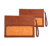 Porte Document Cuir Lot de 2 chemises en cuir A4, porte-documents, grande capacité, étanches, for documents, contrats, factures, fournitures de bureau(Brown with handle)