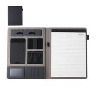 Porte Documents 1 classeur de conférence multifonctionnel en cuir A4, classeur de papeterie d'affaires, classeur de contrats, organisateur à fermeture éclair, porte-cartes(Black)