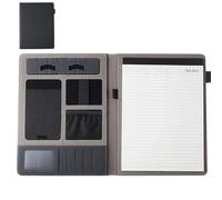 Porte Documents 1 classeur de conférence multifonctionnel en cuir A4, classeur de papeterie d'affaires, classeur de contrats, organisateur à fermeture éclair, porte-cartes(Black)
