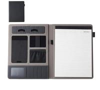 Porte Documents 1 classeur de conférence multifonctionnel en cuir A4, classeur de papeterie d'affaires, classeur de contrats, organisateur à fermeture éclair, porte-cartes(Black)