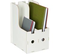 Porte-Documents, 2 Compartiments, Format A4, Cahiers & Dossiers, Bureau Et École, Range-Magazines, Mdf, Blanc - Relaxdays