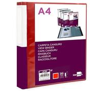 Porte-documents 30 pochettes kangourou pp din a4 rouge translucide couverture et dos personnalisable