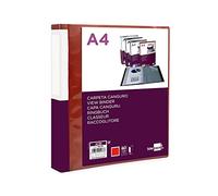 Porte-documents 60 pochettes kangourou pp din a4 rouge translucide couverture et dos personnalisable