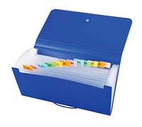 Porte-documents à soufflet, classeur en accordéon extensible de 13 poches, format porte-documents 26 x 13,5 x 2,3 cm, bleu