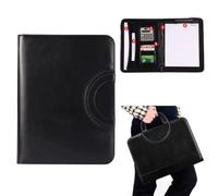 Porte-documents A4 avec Calculatrice en Cuir PU Multifonctionnel | Fermeture Éclair Sécurisée, Anneaux Trois Branches, Poches Accessoires, Poignée Pratique, pour Professionnels et Conférences