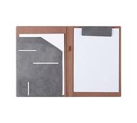 Porte-Documents A4 Dossier A4 Office Business Clip en cuir Livre de signature de contrat Fournitures de Bureau(Grey)