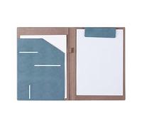 Porte-Documents A4 Dossier A4 Office Business Clip en cuir Livre de signature de contrat Fournitures de Bureau(Bleu)