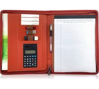 Porte-documents A4 en cuirPolyuréthaneavec calculatrice pour l'entretien, le curriculum vitae, le planificateur d'agenda, l'emploi du temps et la tablette, pour les hommes, les femmes et les hommes d'