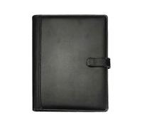 Porte-documents A4 noir en cuir PU avec calculatrice solaire et bloc-notes intégré