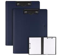 Porte Documents A4, Porte Bloc A4 avec Pince, Support Feuille avec Pince Plastique Rigide avec Couvercle Planchettes avec Clip pour L'École Bureau Restaurant Chantier, Bleu