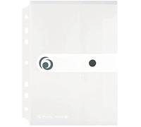 Herlitz 11293818 Pochette porte-documents A5 en plastique avec bouton pression Blanc transparent