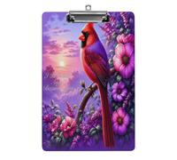 Porte-documents acrylique A4 avec citation d'ange et de fleur au coucher du soleil, cardinal rouge