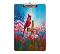 Porte-documents acrylique A4 en acrylique avec croix et motif floral, drapeau américain et cardinal rouge
