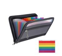 Porte-documents avec fermeture éclair - 13 compartiments - Organiseur de documents A5 - Avec compartiments pour l'argent - Avec compartiments pour l'argent - Pour chèques, factures, coupon (20,5 x 12