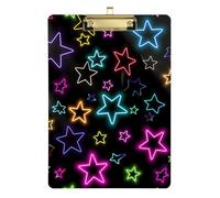 Porte-documents coloré en forme d'étoiles fluorescentes avec porte-bloc Trou standard pour infirmières et entrepreneurs à domicile Taille 22,9 x 31,5 cm