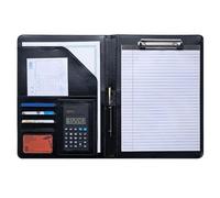 Porte Documents Conférencier multifonctionnel A4, classeur de papeterie d'entreprise, classeur de contrats en cuir, organisateur à fermeture éclair, porte-cartes(Red)