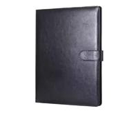 Porte Documents Conférencier multifonctionnel A4, classeur de papeterie d'entreprise, classeur de contrats en cuir, organisateur à fermeture éclair, porte-cartes(Black)