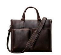 Porte-Documents de Direction Sac à Main en Cuir véritable for Hommes bandoulière Vintage Luxe for Ordinateur Portable 14″ pour Le Bureau et Les Voyages d'affaires(Dark Brown)