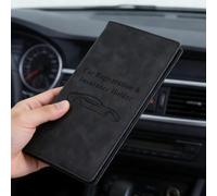 Porte-documents de voiture, organiseur de carte grise et d'assurance avec fermeture, boîte à gants compacte pour permis et papiers, noir, Porte-documents de voiture