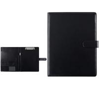 Porte-documents en cuir, Dossier de conférence A4 en cuir PU avec porte-carte et bloc-notes, multicolore, 320x248 mm(Black)