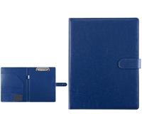 Porte-documents en cuir, Dossier de conférence A4 en cuir PU avec porte-carte et bloc-notes, multicolore, 320x248 mm(Blu)