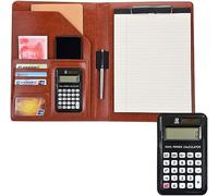 Porte-documents en cuir, Presse-papiers A4 en cuir PU for conférence et affaires, presse-papiers multicolore for bloc-notes juridique, école bureau(Bruin)