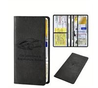 Porte-documents en cuir PU pour voiture - Organiseur de documents pour boîte à gants avec pochettes transparentes pour permis,Noir