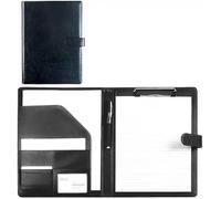 Porte-documents en cuir, Support de bloc-notes juridique dossier presse-papiers A4 multicolore for la conférence bureau d'école commerce(Svart)