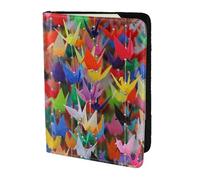 Porte-documents en papier origami avec impression de grues de 14 cm pour passeport et documents de voyage