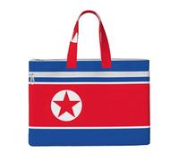 Porte-documents en toile avec motif drapeau coréen 26 x 38 cm, 2 poches zippées, sans encombrement pour fichiers de bureau