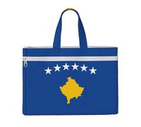 Porte-documents en toile avec motif drapeau du Kosovo 26,1 x 38,1 cm, 2 poches zippées, sans encombrement, pour dossiers de bureau