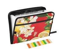Porte-documents extensible Yuzu - 13 poches - Format A4 - Avec fermeture éclair - Rouge - Avec étiquettes