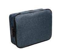 Porte-documents ignifuge 3 couches avec serrure - Avec fermeture éclair étanche - Pour ordinateur portable, dossiers, certificats, cadeaux - Bleu marine - Taille unique