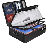 Porte-documents ignifuge 5200℉ A4 - Boîte de rangement avec 13 compartiments et serrure - Porte-documents portable pour la maison et le bureau - Rangement de documents importants