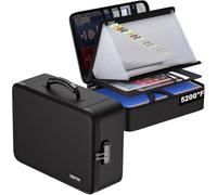 Porte-documents ignifuge 5200℉ A4 - Boîte de rangement avec 25 compartiments et serrure - Porte-documents portable pour la maison et le bureau - Rangement de documents importants