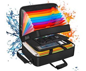 Porte-documents ignifuge avec 13 compartiments A4 - 36 x 27 x 14 cm - Porte-documents verrouillable multicouche pour ranger certificats, papiers, passeports