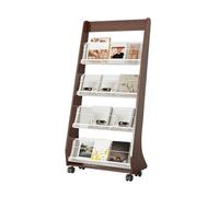 Porte-Documents, Meuble À Magazines sur Pied À 4 Niveaux, Porte-journaux en Bois, avec roulettes Universelles À 360 Degrés, for Chambres Et Salons(Color1,147x64cm)