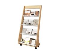 Porte-Documents, Meuble À Magazines sur Pied À 4 Niveaux, Porte-journaux en Bois, avec roulettes Universelles À 360 Degrés, for Chambres Et Salons(Color2,147x64cm)