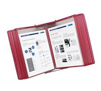 Porte-documents mural, Présentoir de catalogues, O Wall Mounted File Holder - 20 Pocket Desktop Flip Display Folder for Letter Size Documents - Metal Catalog Display Rack for Office Organization(Red)