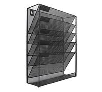 Porte Documents Mural, Présentoir Mural à 5 niveaux A4 à Suspendre, Organiseur de Fichiers Vertical, Support de Fichiers en Métal avec Plateau Plat Inférieur pour Trieur de Lettres Papier Magazine