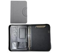 Porte Documents Organisateur multifonctionnel de cartes de visite, de contrats, de dossiers en cuir, de conférence, de papeterie à fermeture éclair, porte-fichiers(GRAY)