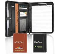 Porte-documents personnalisé avec nom du texte - Portfolio personnalisé avec logo d'entreprise photo pour documents et lettres pour hommes et femmes (marron/noir)