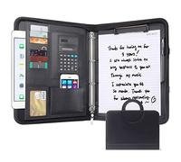 Porte-documents pour homme et femme - Porte-documents en cuir avec fermeture éclair et calculatrice - Support pour tablette, documents, cartes, carnets, bloc-notes