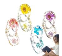 Porte-documents pour livre, porte-documents pour pouce signet par pouce au design exclusif floral - 4 porte-bagages transparents, pratiques de lecture pour tout environnement