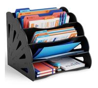Porte-documents Relaxdays A4, 5 compartiments, bureau/domicile, noir | Dimensions : H x L x P = 28 x 32,5 x 28 cm, rangement de bureau