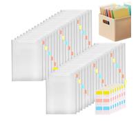 Porte-Documents Transparent,Lot De 30 Pochettes Transparentes Pour Papiers Avec 60 Onglets Autocollants Index - Rangement Scolaire Et Bureau École Voyage | Parfait Pour Enseignants Élèves Adultes