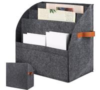 Porte DocumentsPorte Revues en FeutrePorte-magazines et Porte-journaux, Panier de Rangement Pliable avec Séparateur Amovible à 4 Couches & 3 Petites Poches pour Organiseur Bureau Bureau Salon