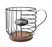 Porte-dosette de café - Présentoir en forme de tasse en bois de fer de 21 cm | Support de rangement pour crémier à café pour cuisine, salon | Organisateur de panier de rangement Black Gold Pod
